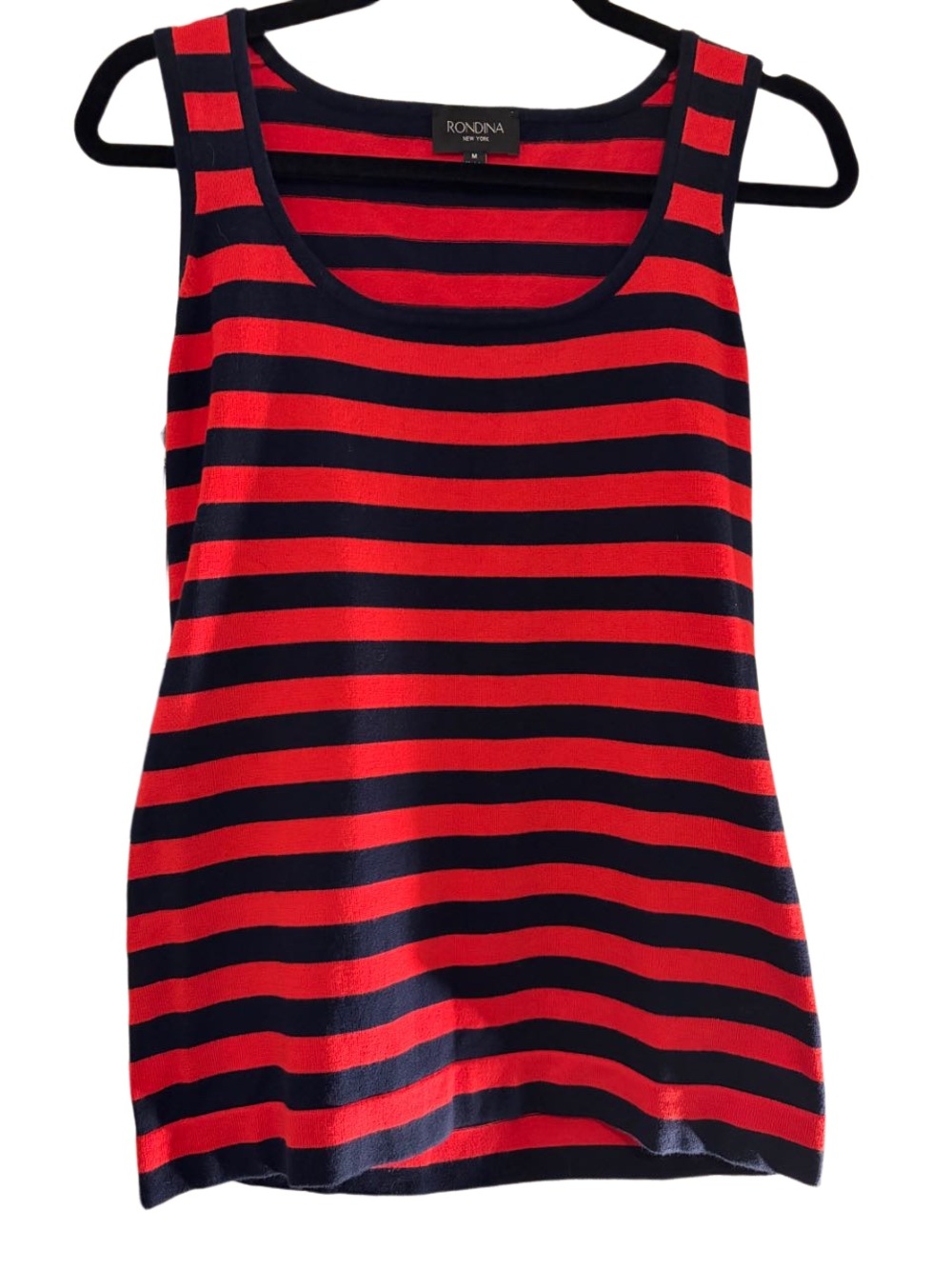 Rondina Red & Navy Striped Scoop Neck Tank, NWT M